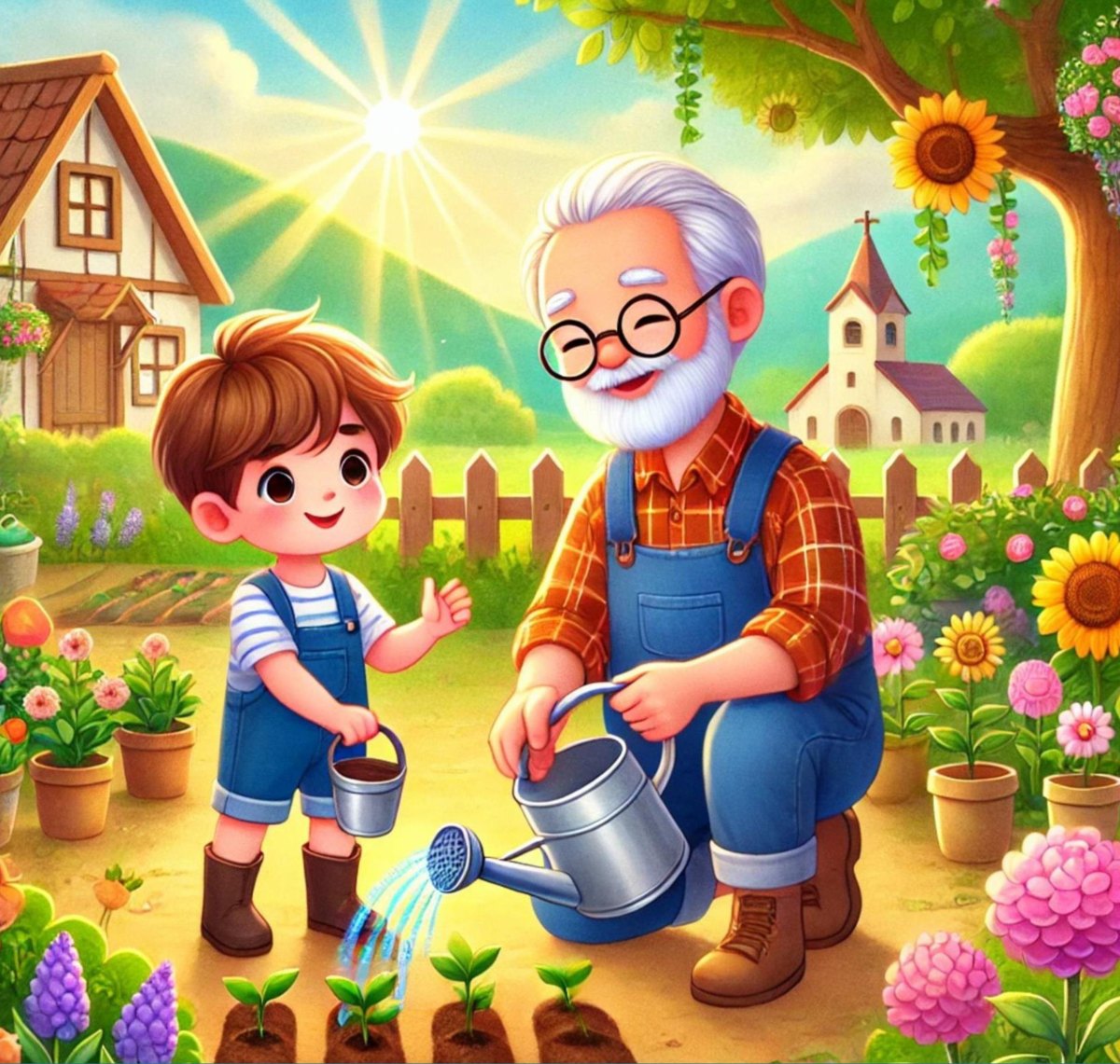 Illustration for Grandpa's Garden Lesson
